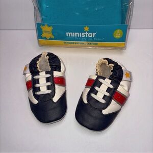 NEW Baby Ministar Bobux 0-6 Months Small Genuine Leather Crib Shoes Soft Sole